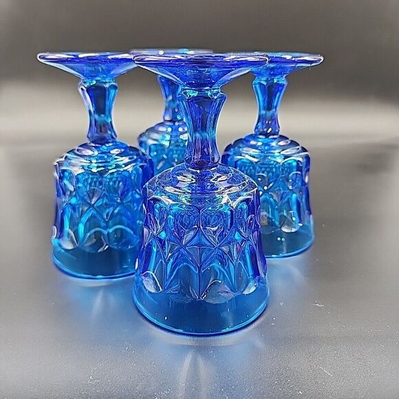 Vtg Noritake Perspective Cobalt Blue Wine Glasses 7-7/8" Goblet 4.5 oz Set Of 4 - Picture 7 of 8